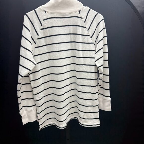 J. Crew Striped Wide Button-Collar Tunic in Cloudspun Fleece - Picture 6 of 6